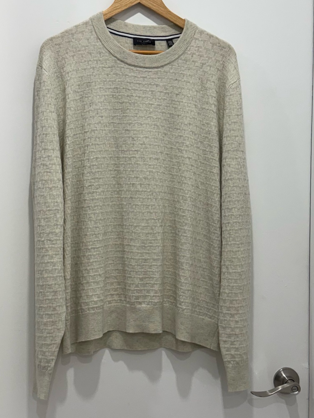 Ted Baker LOUNG Men’s T Stitch Textured Crew Neck Sweater Stone XL